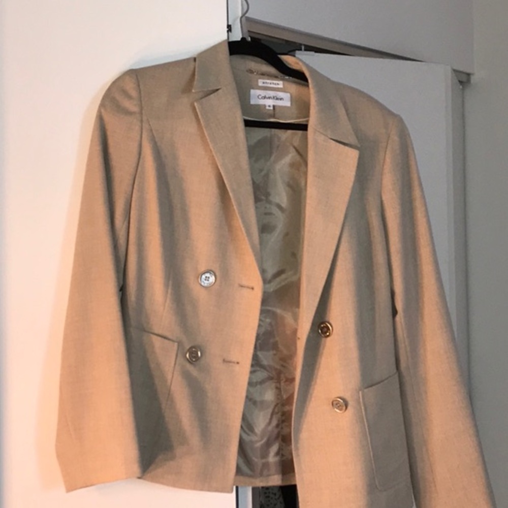 Calvin Klein tan skirt suit